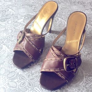 Brown sandal buckle strap
